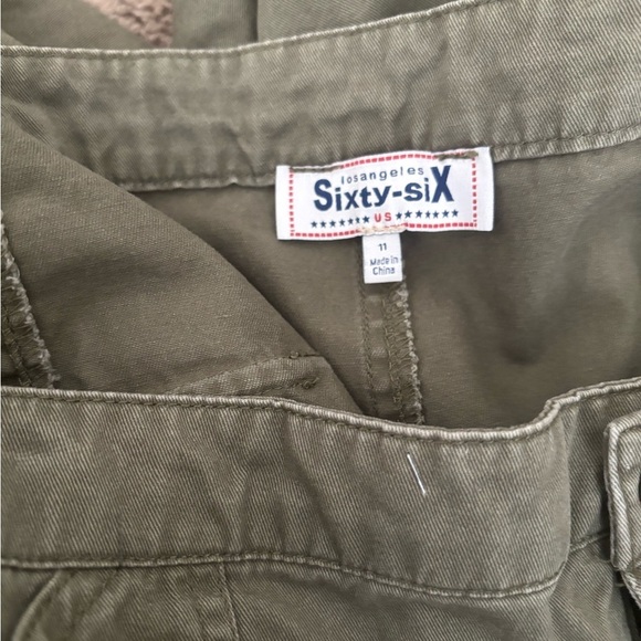Sixty-siX pants utility cargo wide leg olive green high waist L - Picture 4 of 8